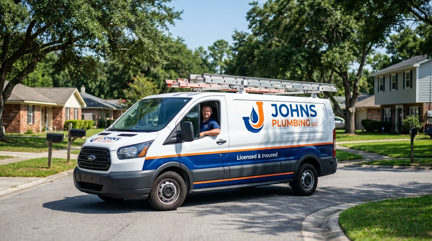 Johns Plumbing LLC service van in Plymouth Meeting, PA