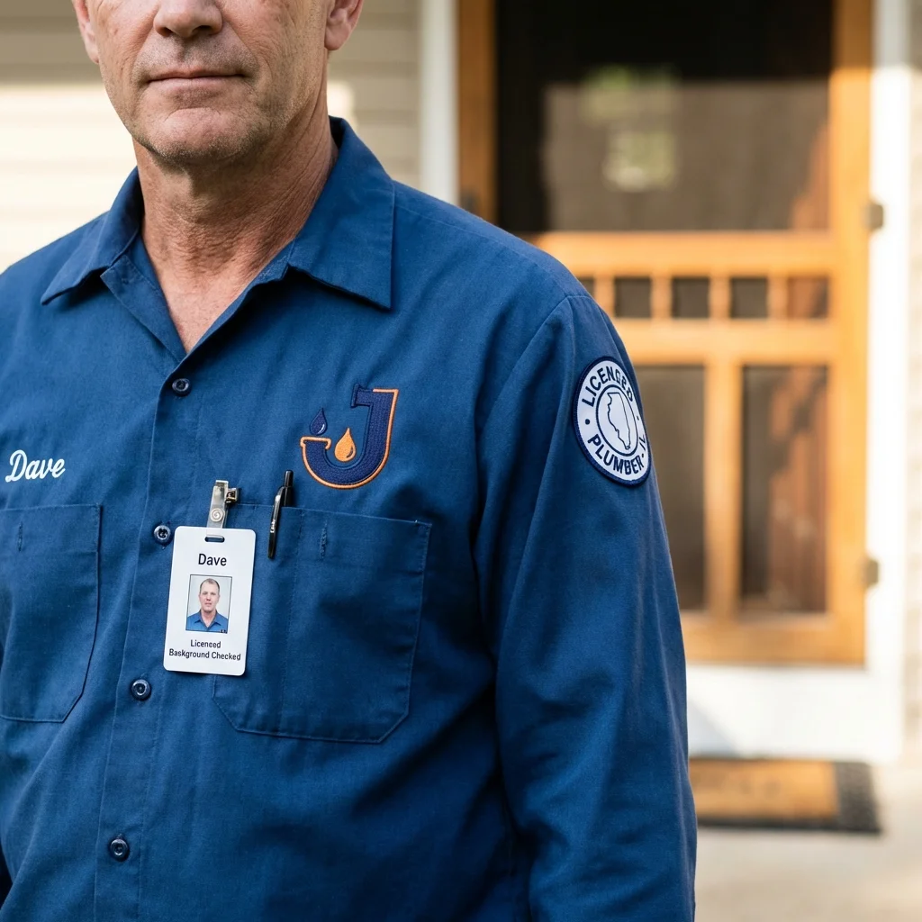 Licensed plumber showing ID badge in Plymouth Meeting, PA