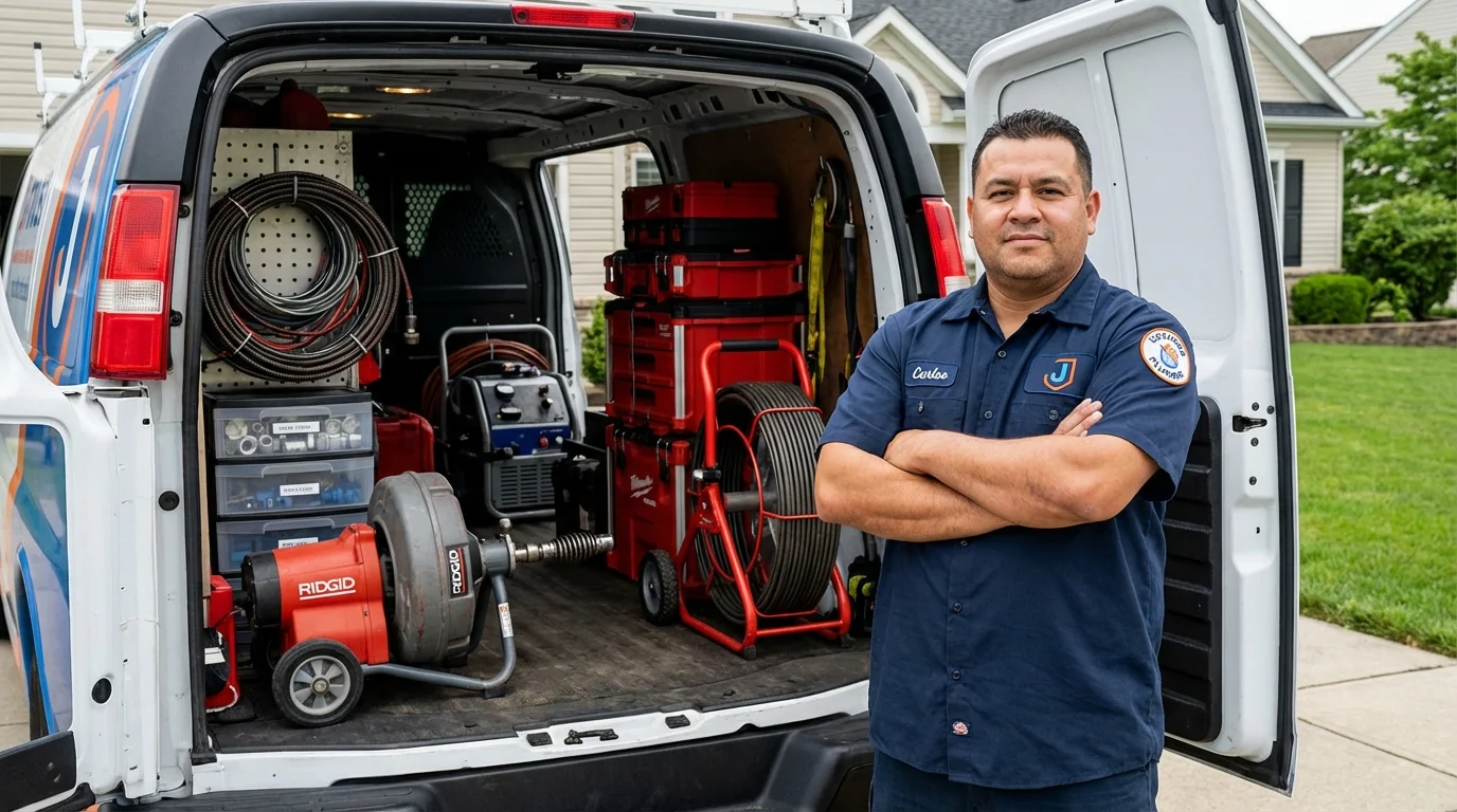 Professional drain cleaning equipment and Johns Plumbing LLC plumber in Plymouth Meeting