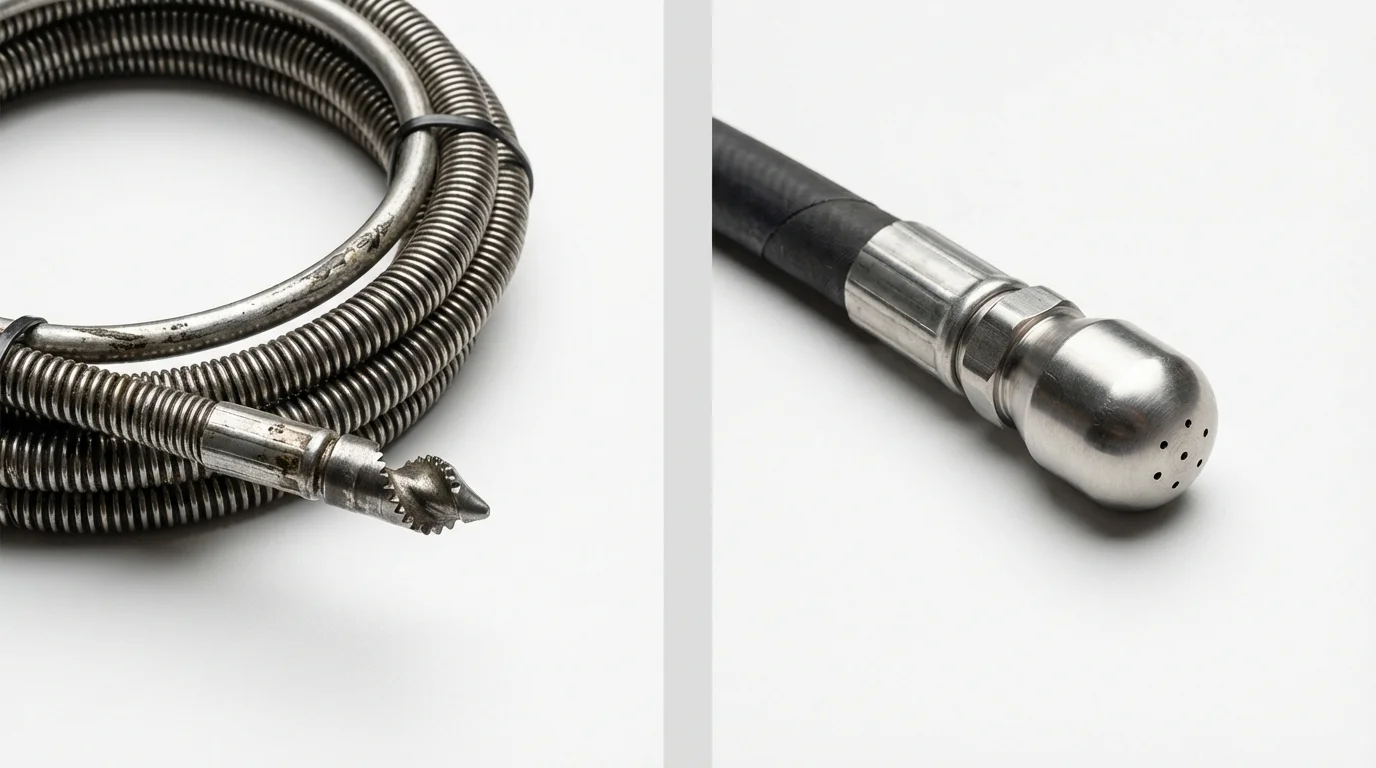 Drain snake cable and hydro jetting nozzle used for drain cleaning in Plymouth Meeting, PA