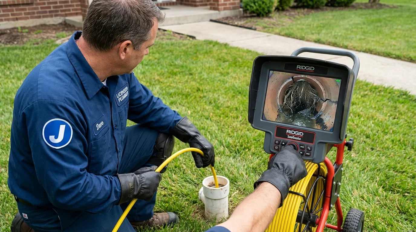 Sewer camera inspection being performed by Johns Plumbing LLC in Plymouth Meeting